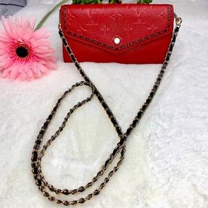 Louis Vuitton Empreinte Sarah Long Portefeuille Cerise Red Wallet on Chain (WOC)